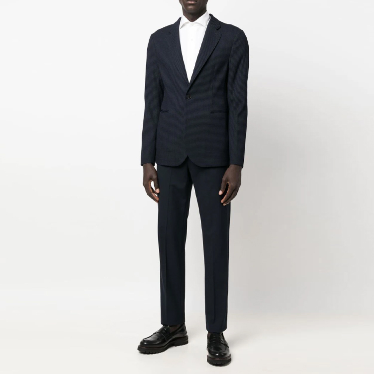 EMPORIO ARMANI SS23 Solid Textured Single-Breasted Blazer Men’s Blue. H31G3-7C105-6920 圖 3