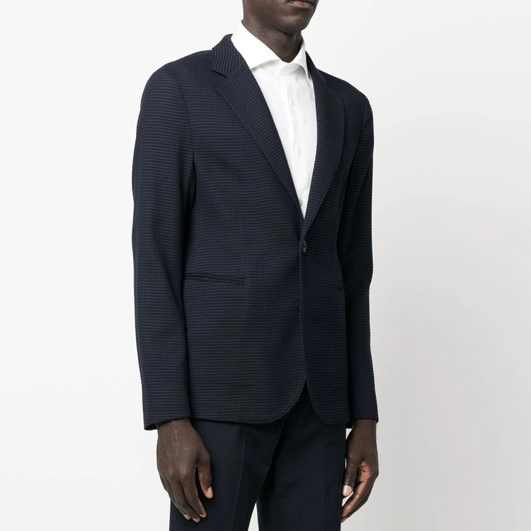 EMPORIO ARMANI SS23 Solid Textured Single-Breasted Blazer Men’s Blue. H31G3-7C105-6920 圖 5