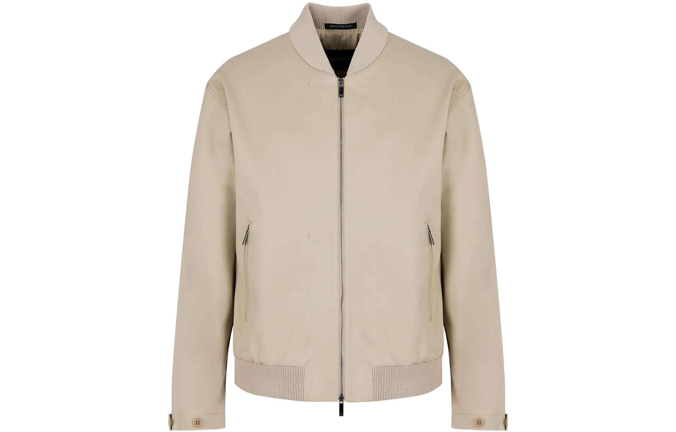 Emporio Armani SS23 Solid Zip-Up Jacket Khaki Color D41R69-D1233-1105