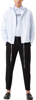 Emporio Armani SS23 Striped Print Hooded Long Sleeve Shirt Men Light Blue D41FA3-D110C-1019 Lookbook Emporio Armani SS23 Striped Print Hooded Long Sleeve Shirt Men Light Blue D41FA3-D110C-1019