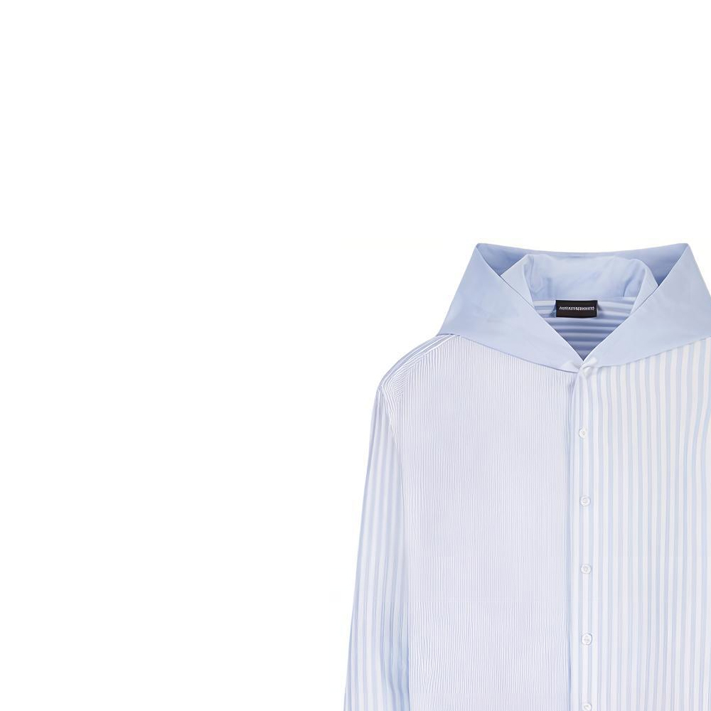 Details for Emporio Armani SS23 Striped Print Hooded Long Sleeve Shirt Men Light Blue D41FA3-D110C-1019