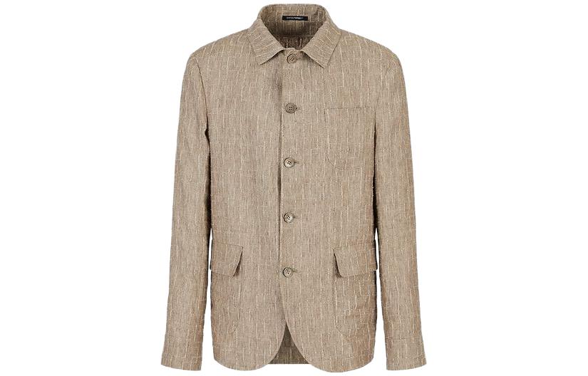 Emporio Armani SS23 Textured Single-Breasted Jacket Beige D41G53-D1449-1118