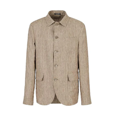 Emporio Armani SS23 Textured Single-Breasted Jacket Beige D41G53-D1449-1118