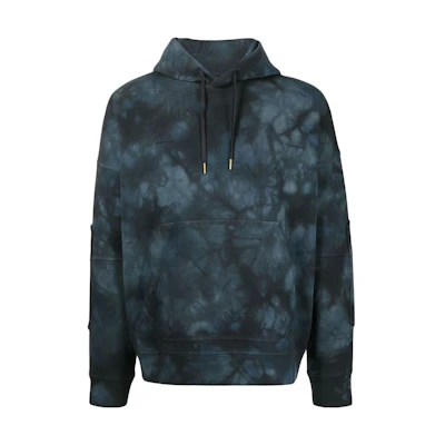 Emporio Armani SS23 Tie-Dye Drawstring Hoodie Blue Hoodie. 3L1MFU-1JHSZ-F640