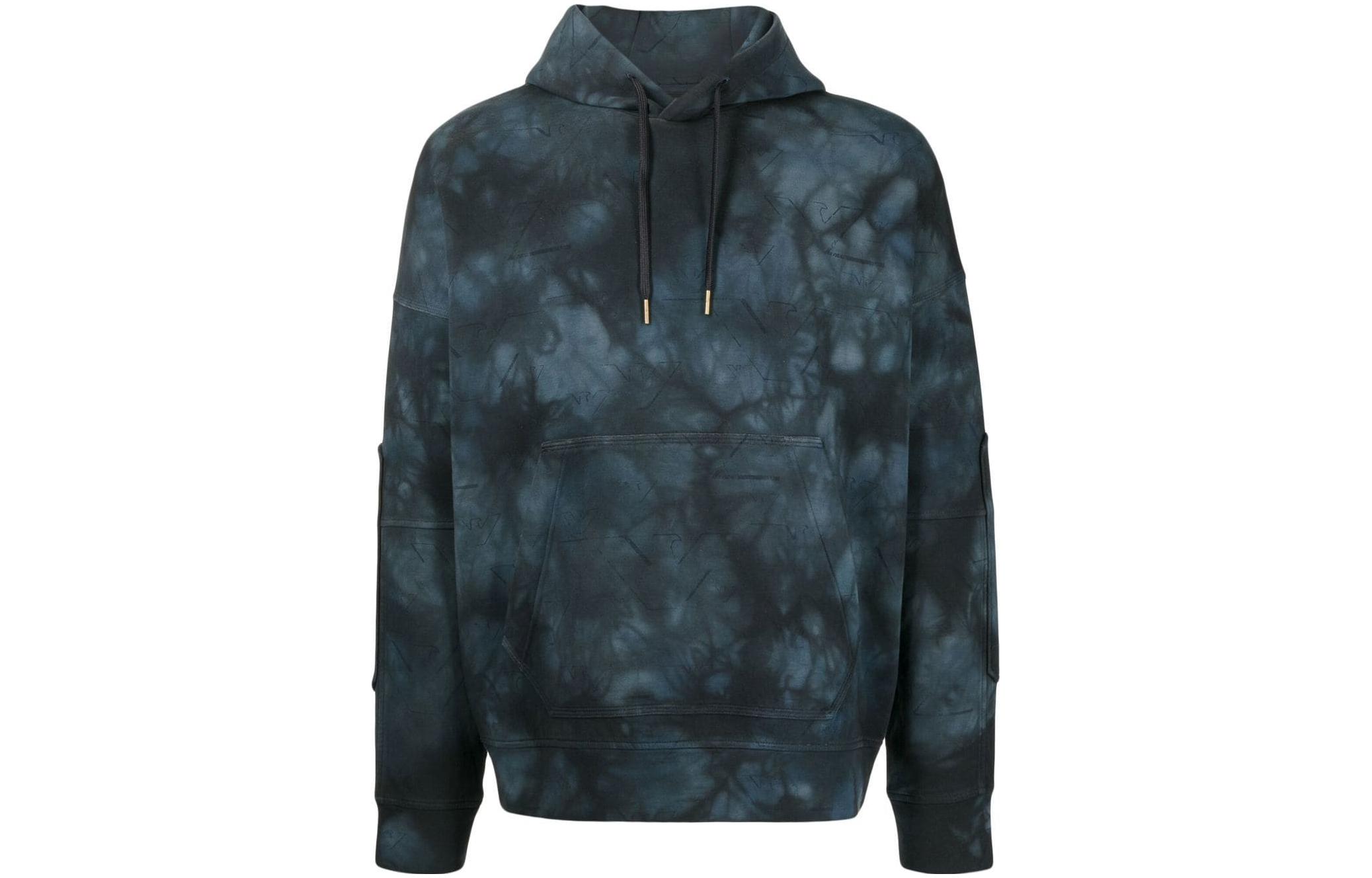 Order Emporio Armani SS23蓝色扎染抽绳连帽衫连帽衣. 3L1MFU-1JHSZ-F640