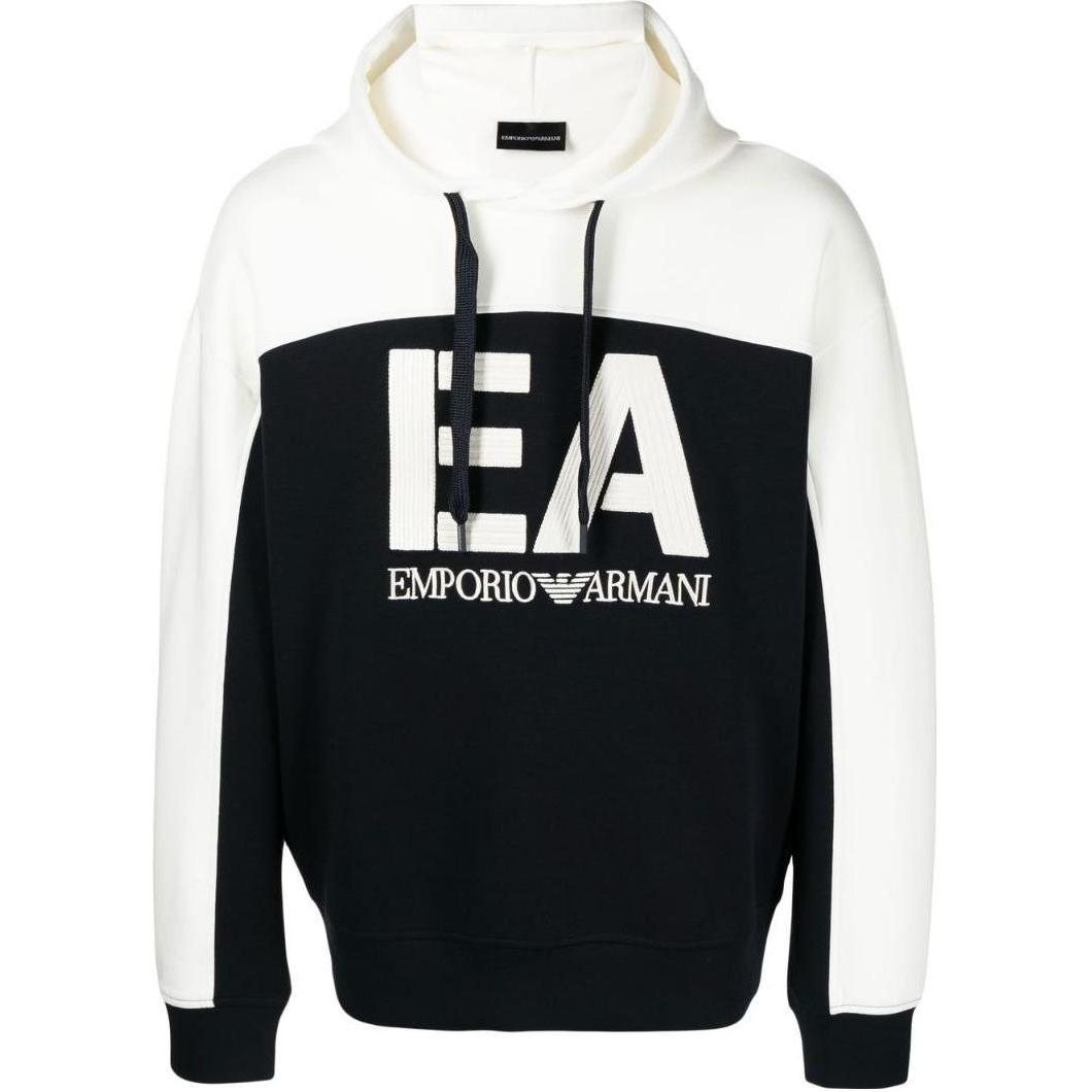 Emporio Armani SS23 White/Black Logo Hoodie with Drawstring Embroidery 6L1MB1-1JHSZ-0920