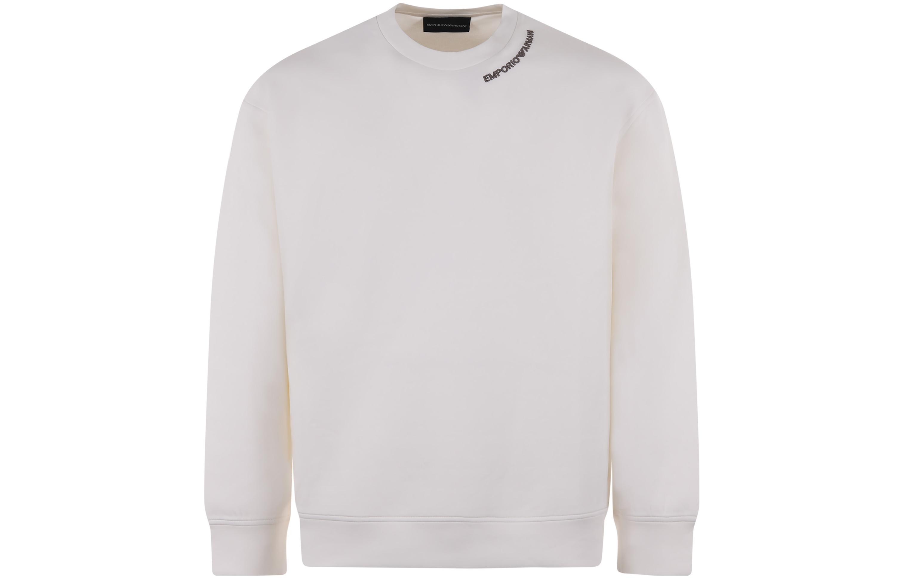 Emporio Armani SS23 White Crewneck Pullover Long-Sleeve Sweatshirt 3R1MCY-1JHSZ-0101