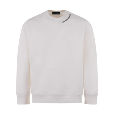 Emporio Armani SS23 White Crewneck Pullover Long-Sleeve Sweatshirt 3R1MCY-1JHSZ-0101