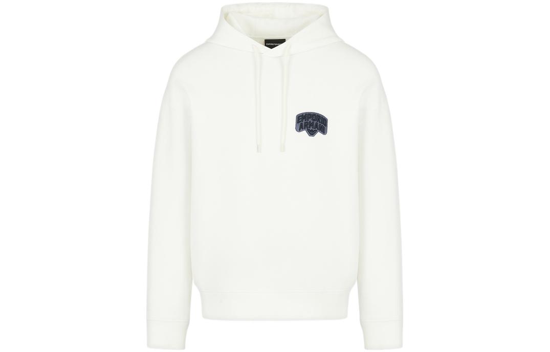 EMPORIO ARMANI SS23 White Embroidered Oversized Pullover Hoodie for Men. 3R1MBG-1JHSZ1-0101 圖 2
