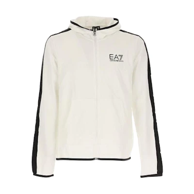 Emporio Armani SS23 White Hooded Zip Jacket with Letter Print 3GPM22-PJ05Z-1100