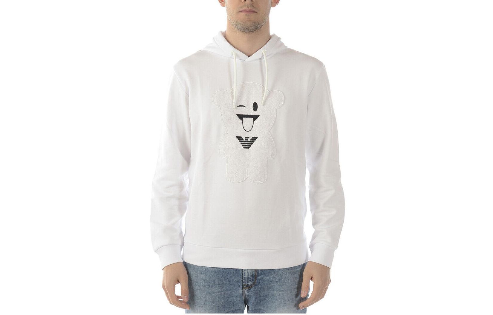 Emporio Armani SS23 White Hoodie with Bear Embroidery 3G1M71-1J07Z-0100