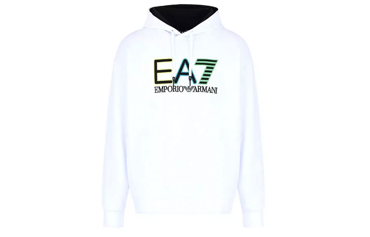 Emporio Armani SS23 White Hoodie with Letter Embroidery 3RUM07-PJEQZ-1100