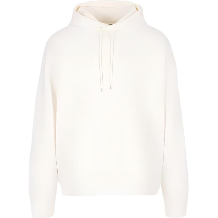 Emporio Armani SS23 White Hoodie with Logo Print and Drawstring 3R1MDN-1JWPZ-0101