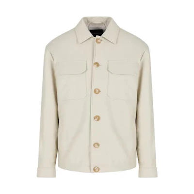 Emporio Armani SS23 White Leather Square Neck Belted Jacket H41R80-E1P80-1104