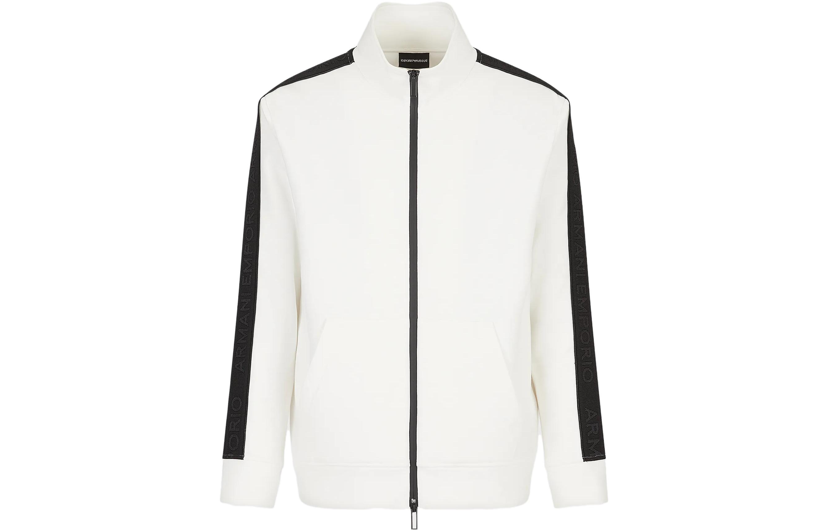 Emporio Armani SS23 White Logo Zip-Up Track Jacket for Men 3R1MBA1-JHSZ1-0101