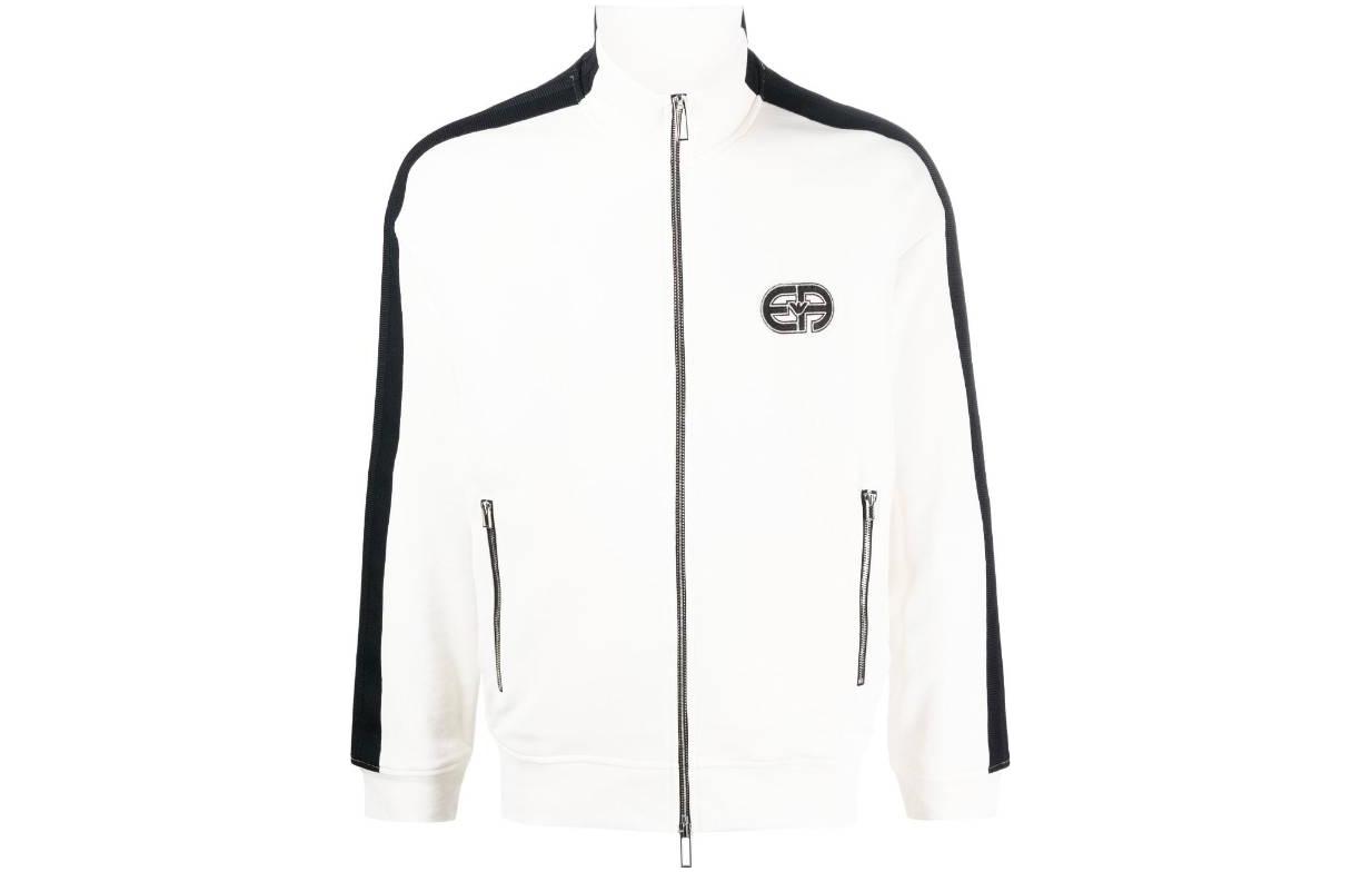 Emporio Armani SS23 White Zip-Up Jacket with Stand Collar and Side Pockets 3R1MCX-1JLYZ-0128