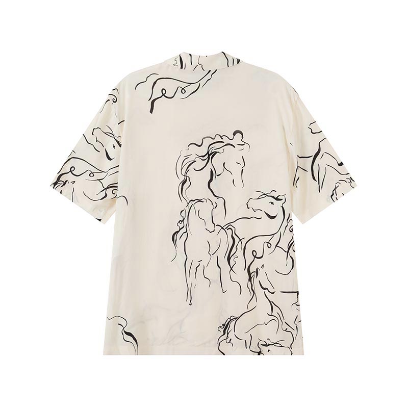 EMPORIO ARMANI SS24  Beige Printed Loose-Fit Short Sleeve Shirt. E31F25-F1022-191 圖 3