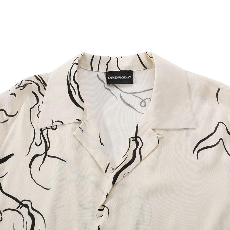 EMPORIO ARMANI SS24  Beige Printed Loose-Fit Short Sleeve Shirt. E31F25-F1022-191 圖 4