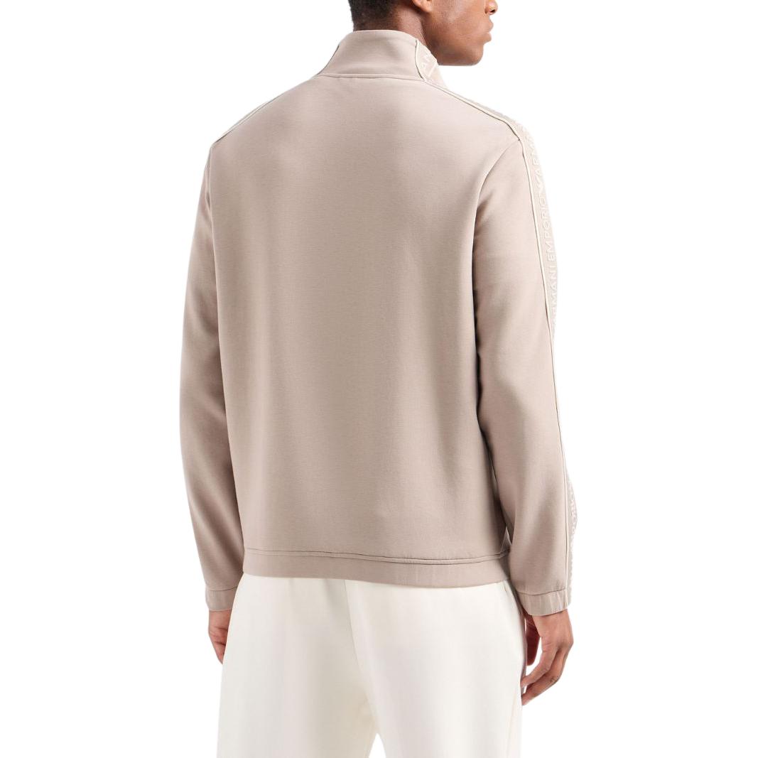 Shop エンポリオアルマーニ SS24 ベージュ ジップアップ スウェットシャツ ロゴ刺繍入り 3D1M69-1JHSZ-0650