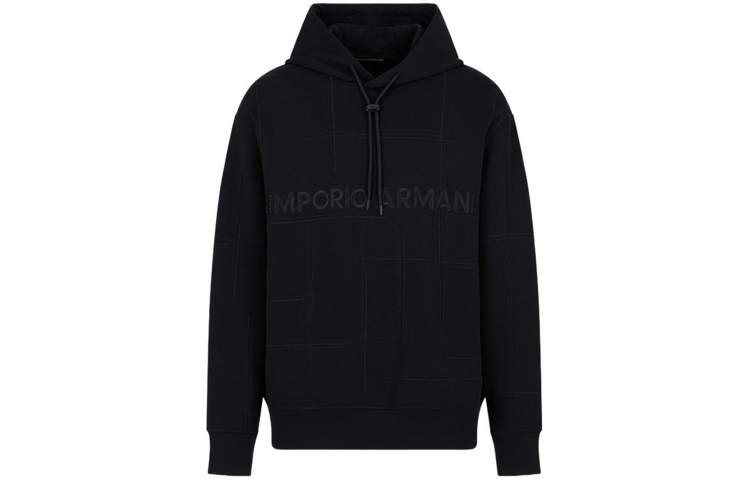 EMPORIO ARMANI SS24  Black Hoodie with Embroidered Logo. 3D1MDR-1JHSZ-0999
