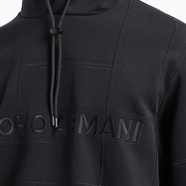 EMPORIO ARMANI SS24  Black Hoodie with Embroidered Logo. 3D1MDR-1JHSZ-0999 圖 7