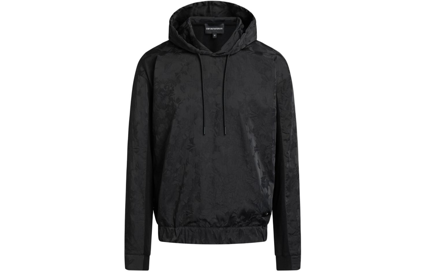 EMPORIO ARMANI SS24  Black Hoodie with Subtle Pattern 3D1M8S-1K2CZ-0999