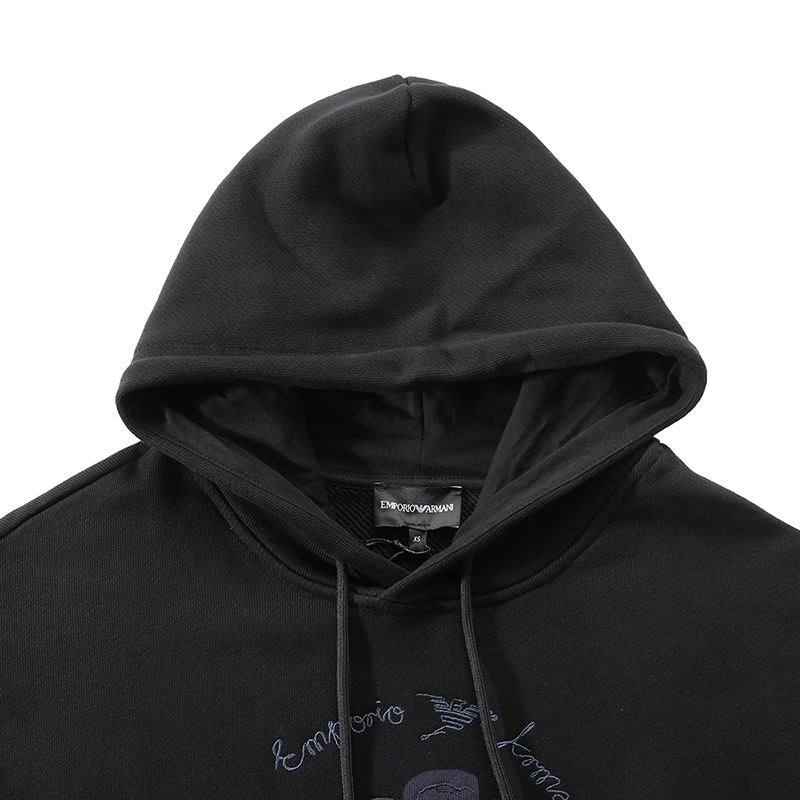 EMPORIO ARMANI SS24  Black Hoodie with Tropical Print and Embroidery. 6R1M8P-1J7DZ-0041 圖 4