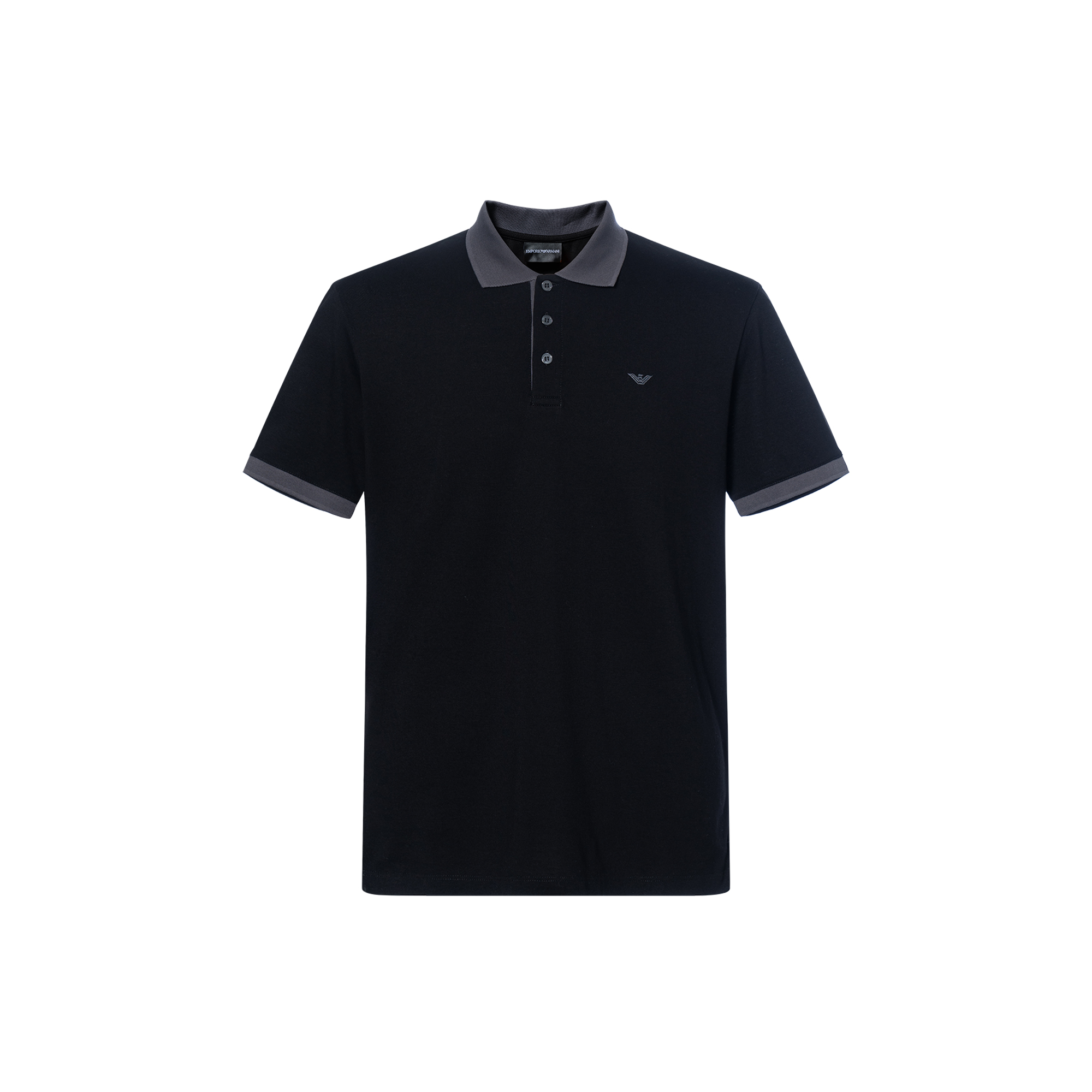 EMPORIO ARMANI SS24  Black Logo Embroidered Short Sleeve Polo Shirt. 3D1FM1-1JTKZ-0999