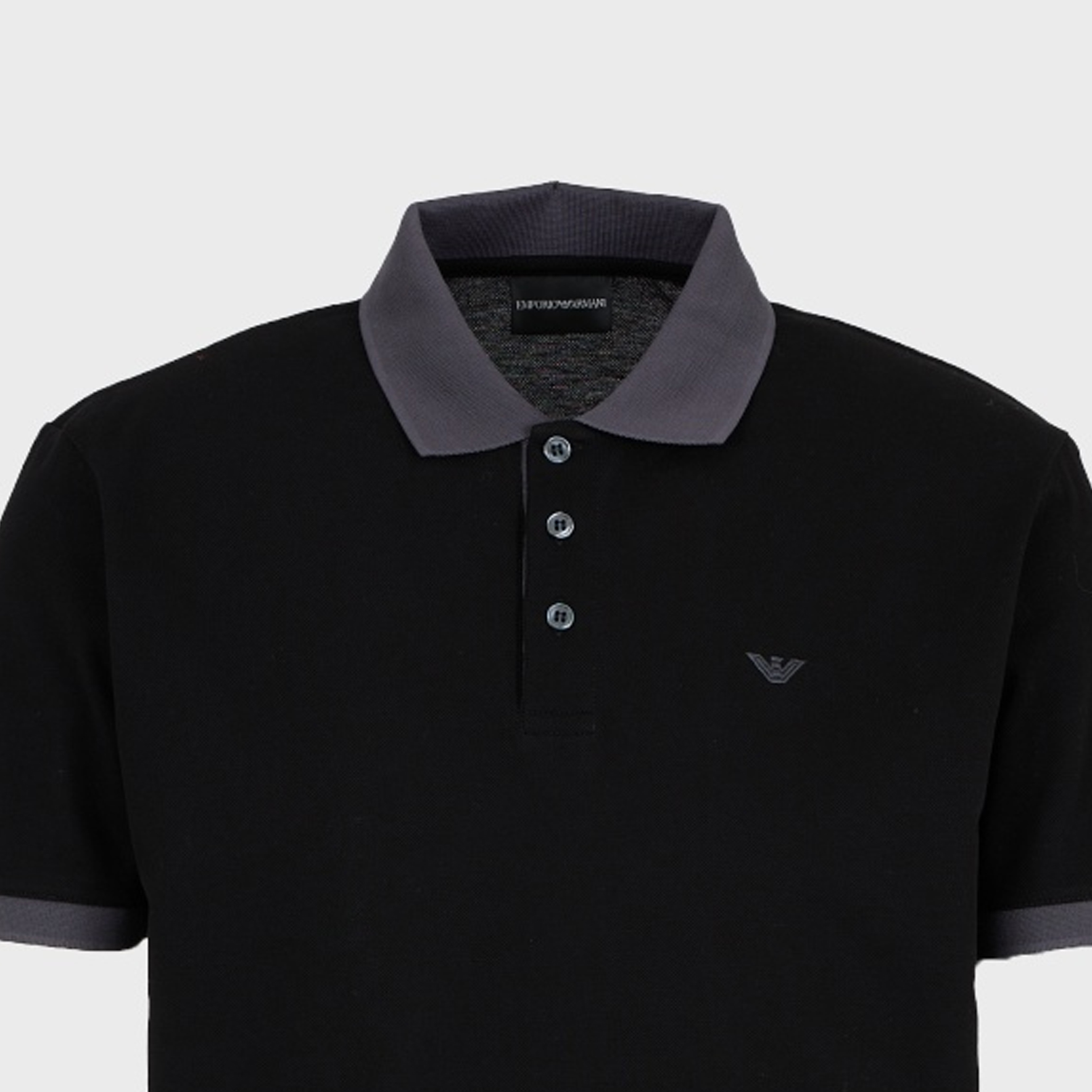 Shop エンポリオアルマーニ SS24 ブラック ロゴ刺繍 半袖ポロシャツ. 3D1FM1-1JTKZ-0999