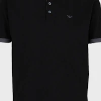 Sizing EMPORIO ARMANI SS24 黑色刺繡標誌短袖POLO衫 3D1FM1-1JTKZ-0999