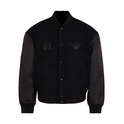 EMPORIO ARMANI SS24 Black Logo Pattern Long Sleeve Jacket Coat 3D1BD9-1NHNZ-0999