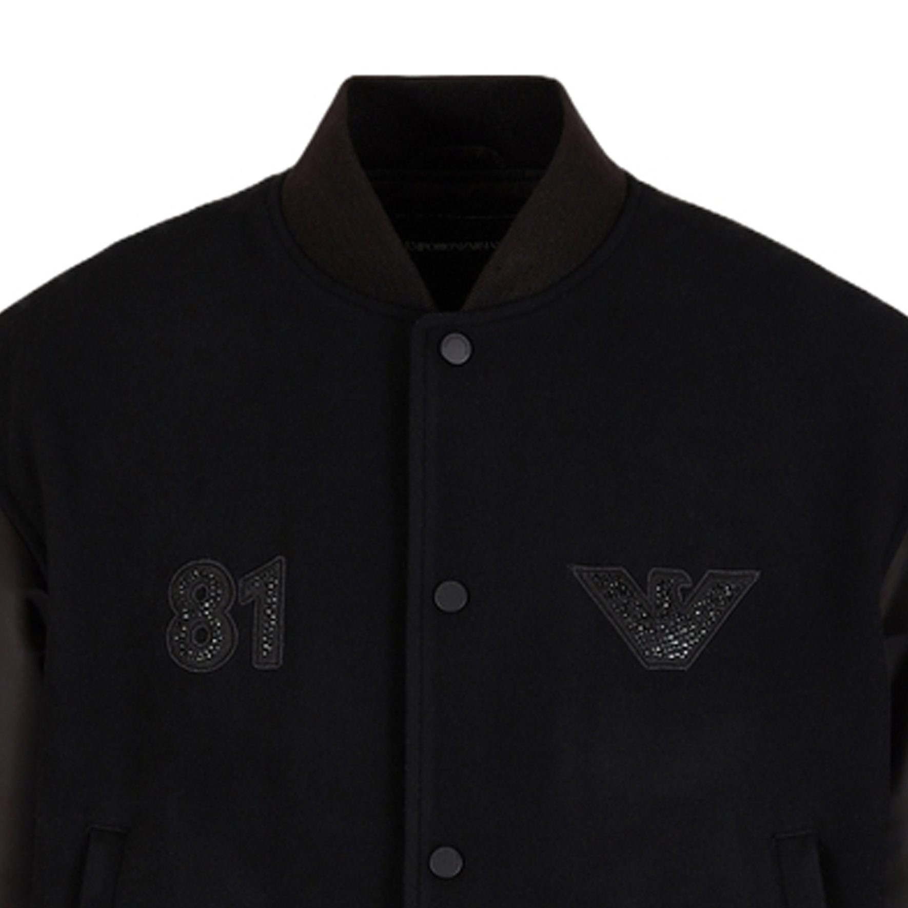 Shop EMPORIO ARMANI SS24 黑色LOGO圖案長袖外套大衣 3D1BD9-1NHNZ-0999