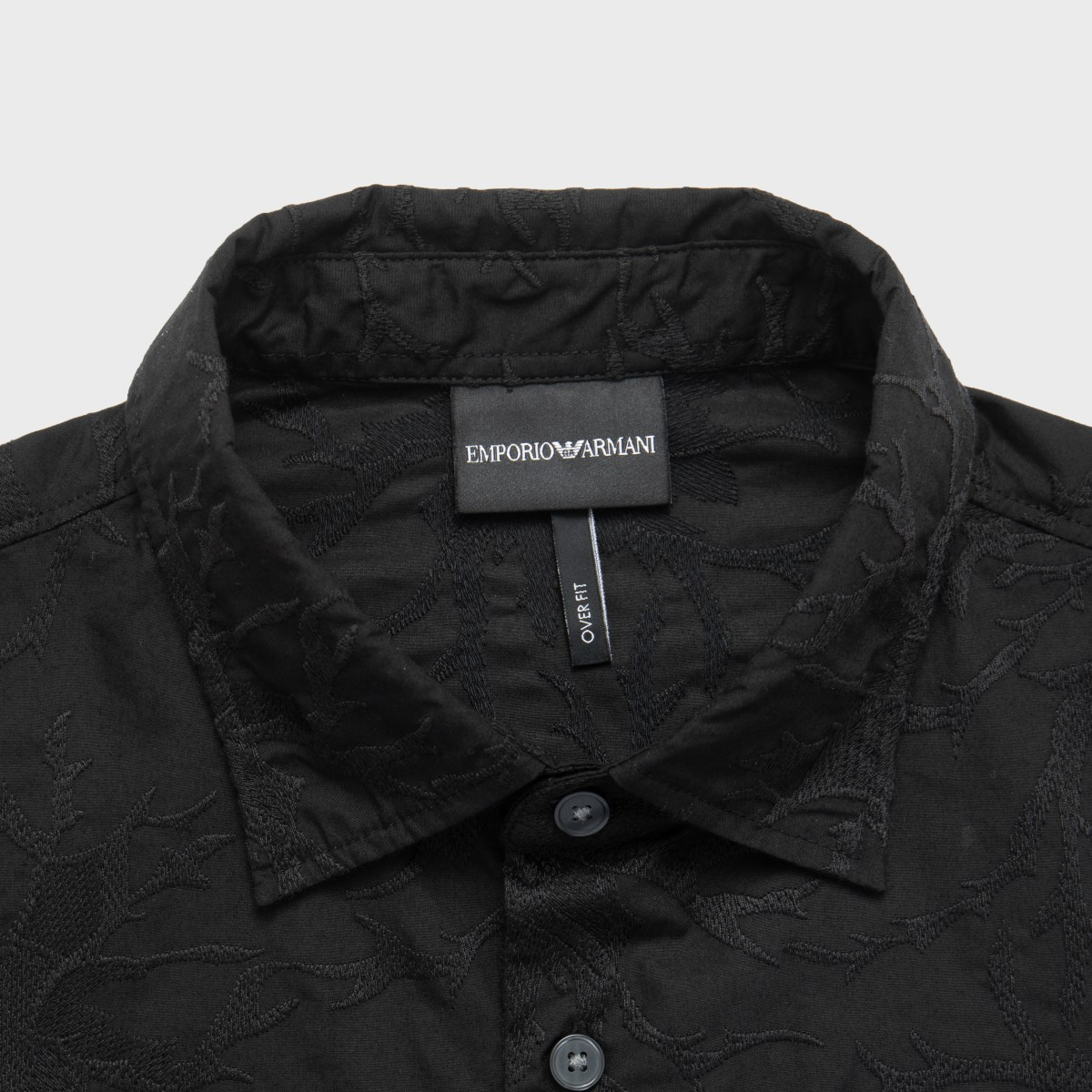 Purchase EMPORIO ARMANI SS24 Kemeja Hitam Monogram Lengan Pendek Kancing Depan 3D1CG3-1NQMZ-0999