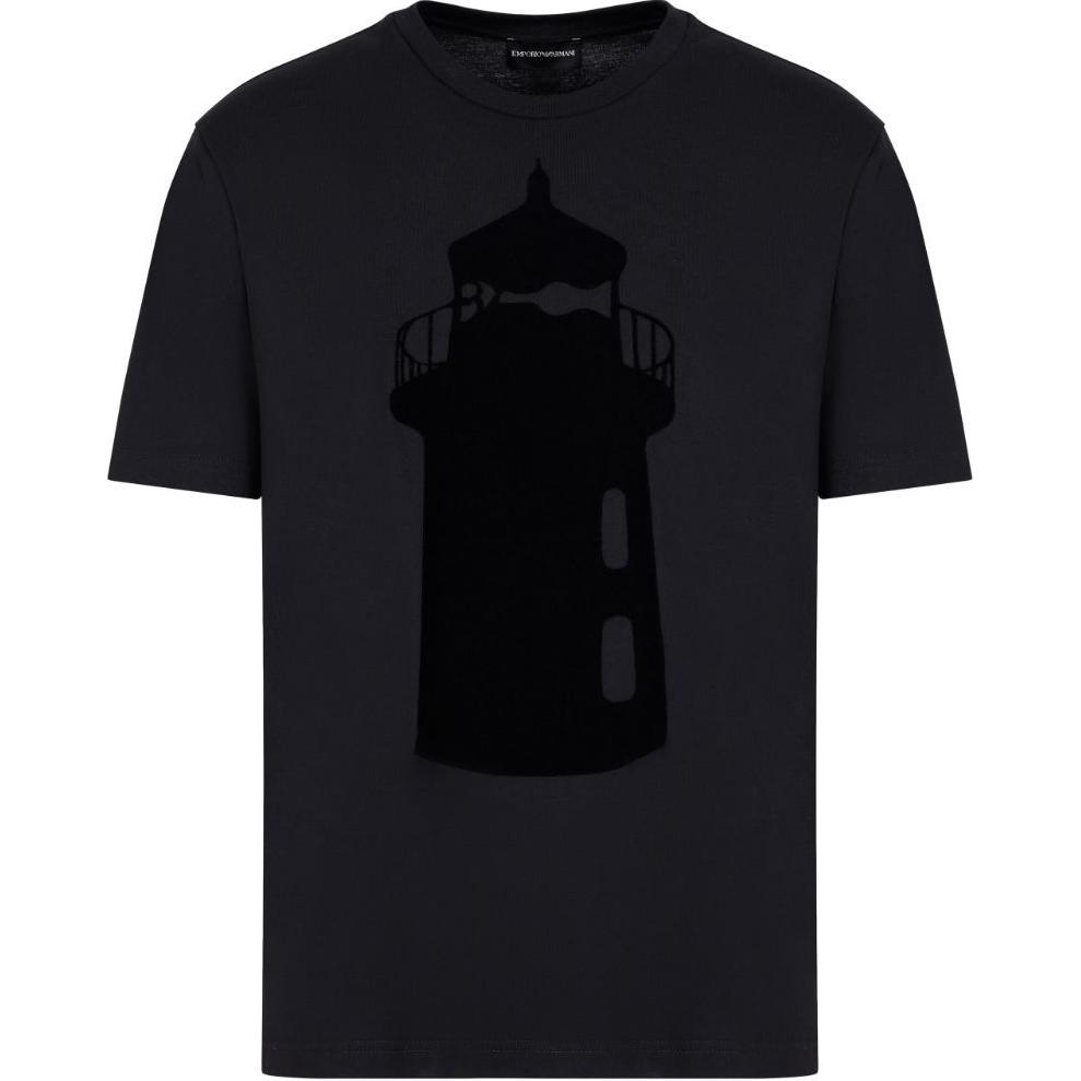 Emporio Armani SS24  Black Short-Sleeve Logo Print Crewneck T-Shirt. 6D1T9T-1J7FZ-0999