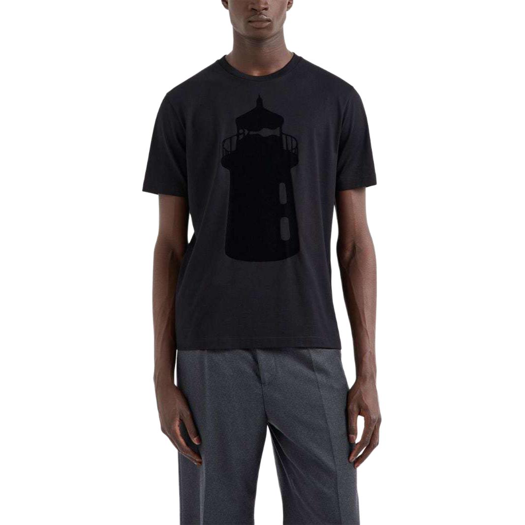 Lookbook エンポリオアルマーニ SS24 ブラック 半袖 ロゴプリント クルーネックTシャツ. 6D1T9T-1J7FZ-0999