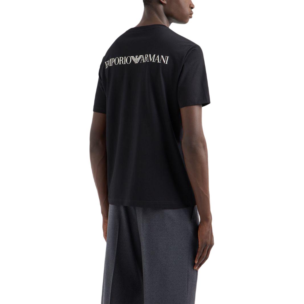 Shop エンポリオアルマーニ SS24 ブラック 半袖 ロゴプリント クルーネックTシャツ. 6D1T9T-1J7FZ-0999