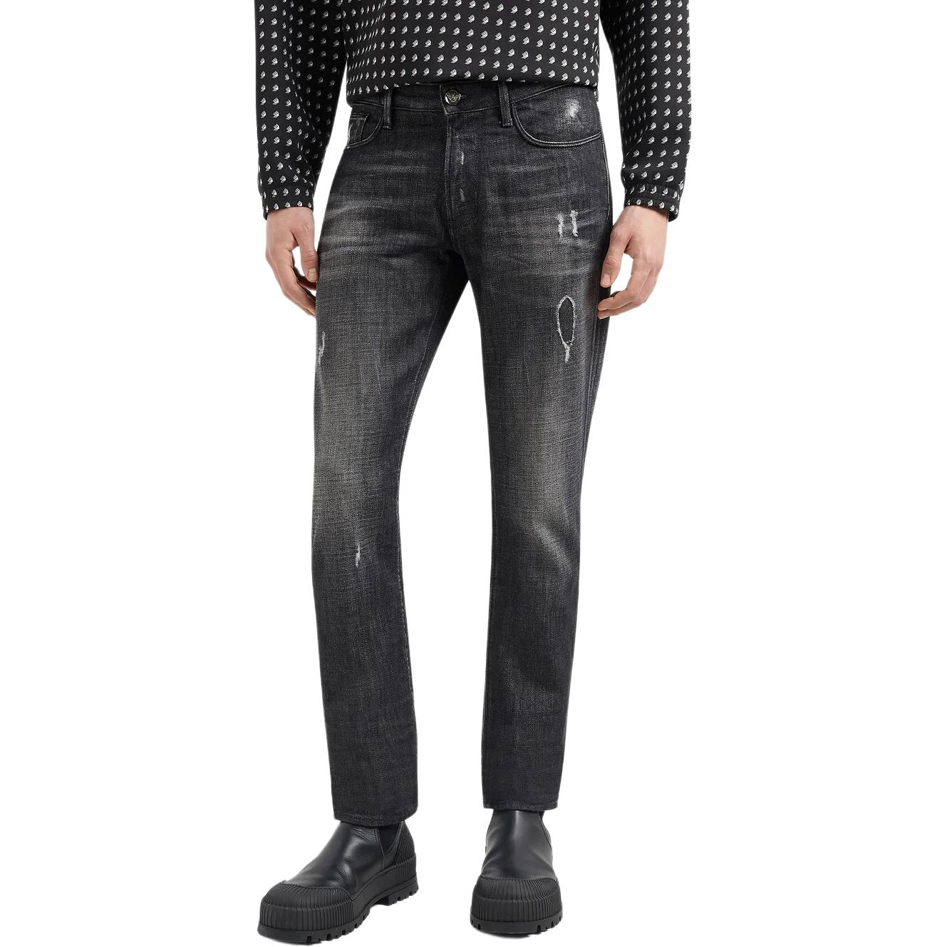 EMPORIO ARMANI SS24  Black Slim Fit Low-Rise Distressed Jeans 3D1J06-1D14Z-10006 圖 5