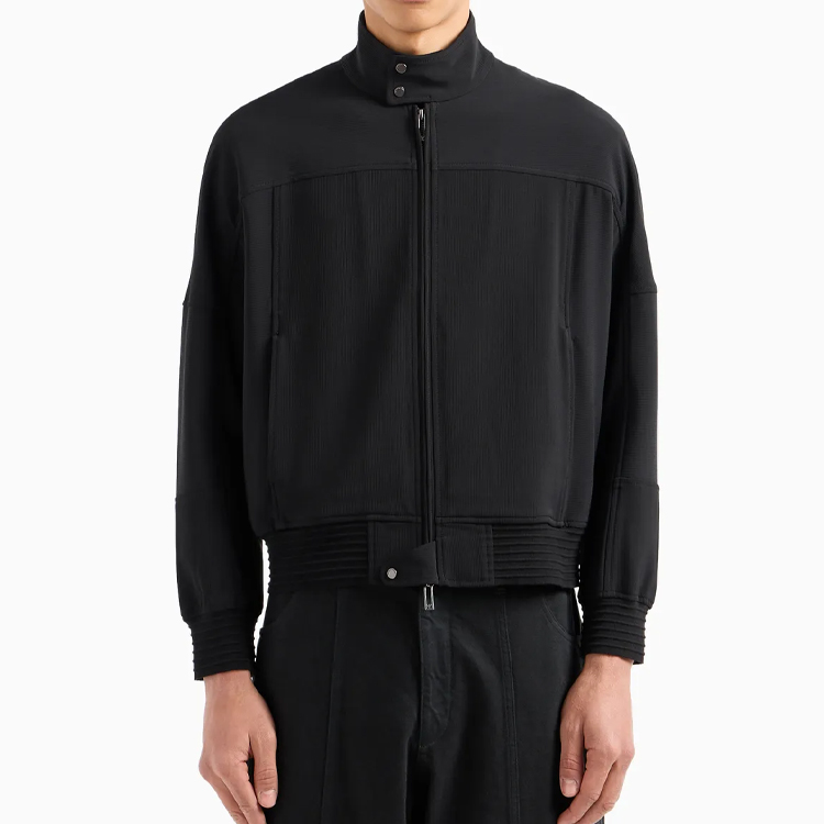 EMPORIO ARMANI SS24  Black Solid Stand Collar Zip-Up Jacket 3D1BH5-1NPQZ-10999 圖 3