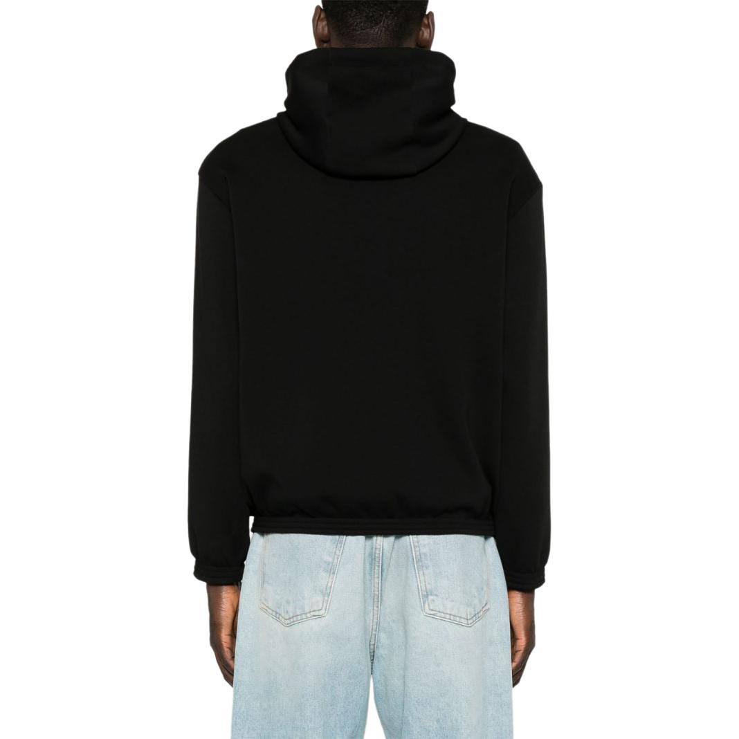 Shop 엠포리오 아르마니 SS24 블랙 드로스트링 솔리드 컬러 집업 후디. 6D1MD3-1JHSZ