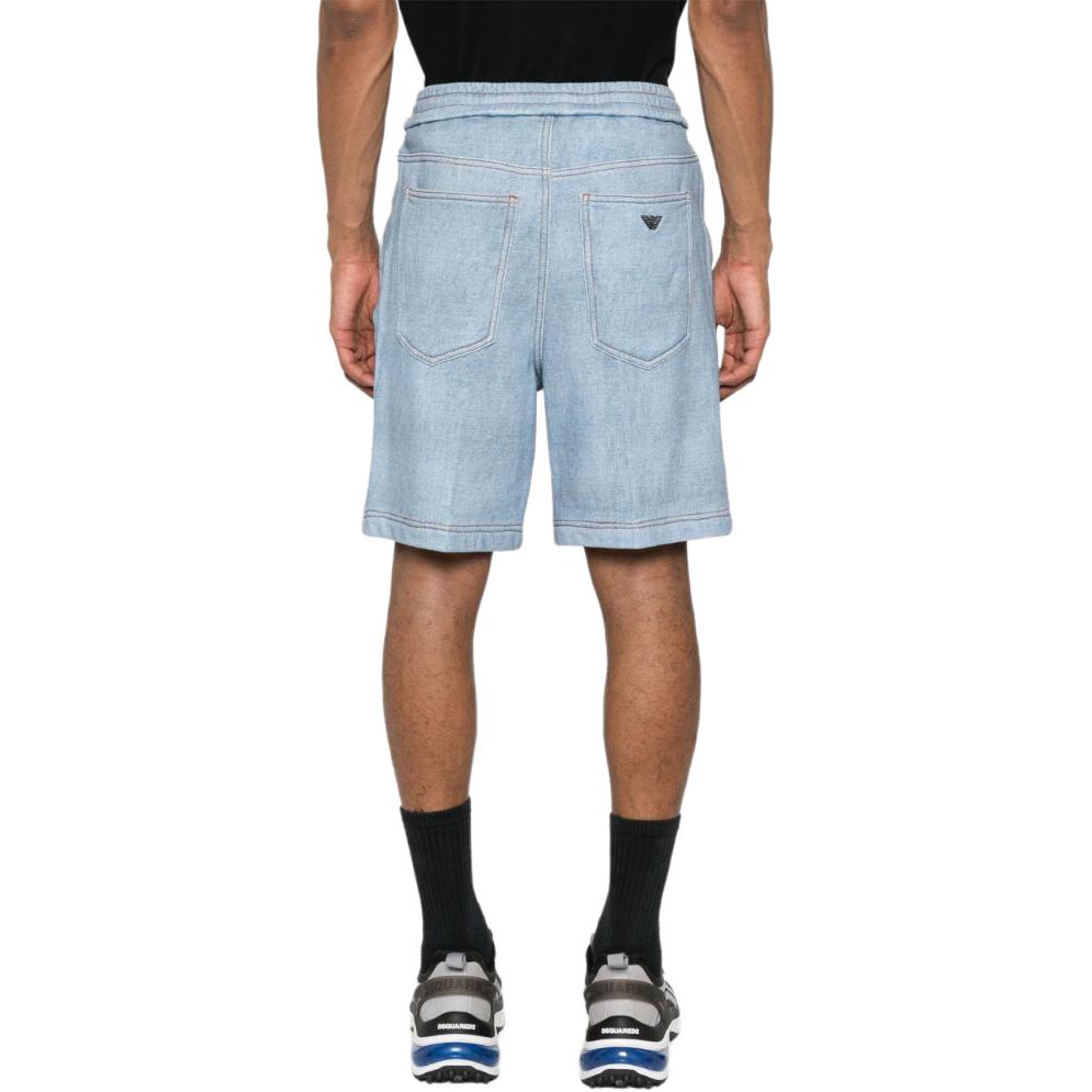 Shop Emporio Armani SS24  High-Waist Tie Denim Shorts Blue. 3D1PS3-1JWPZ-F917