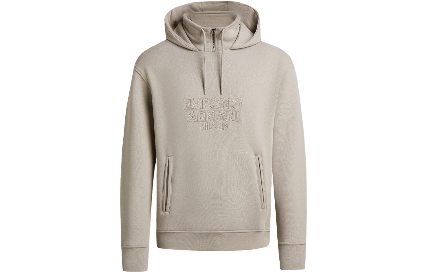 EMPORIO ARMANI SS24  Hoodie with Logo Design in Light Brown. 3D1MDW-1JWPZ-0177