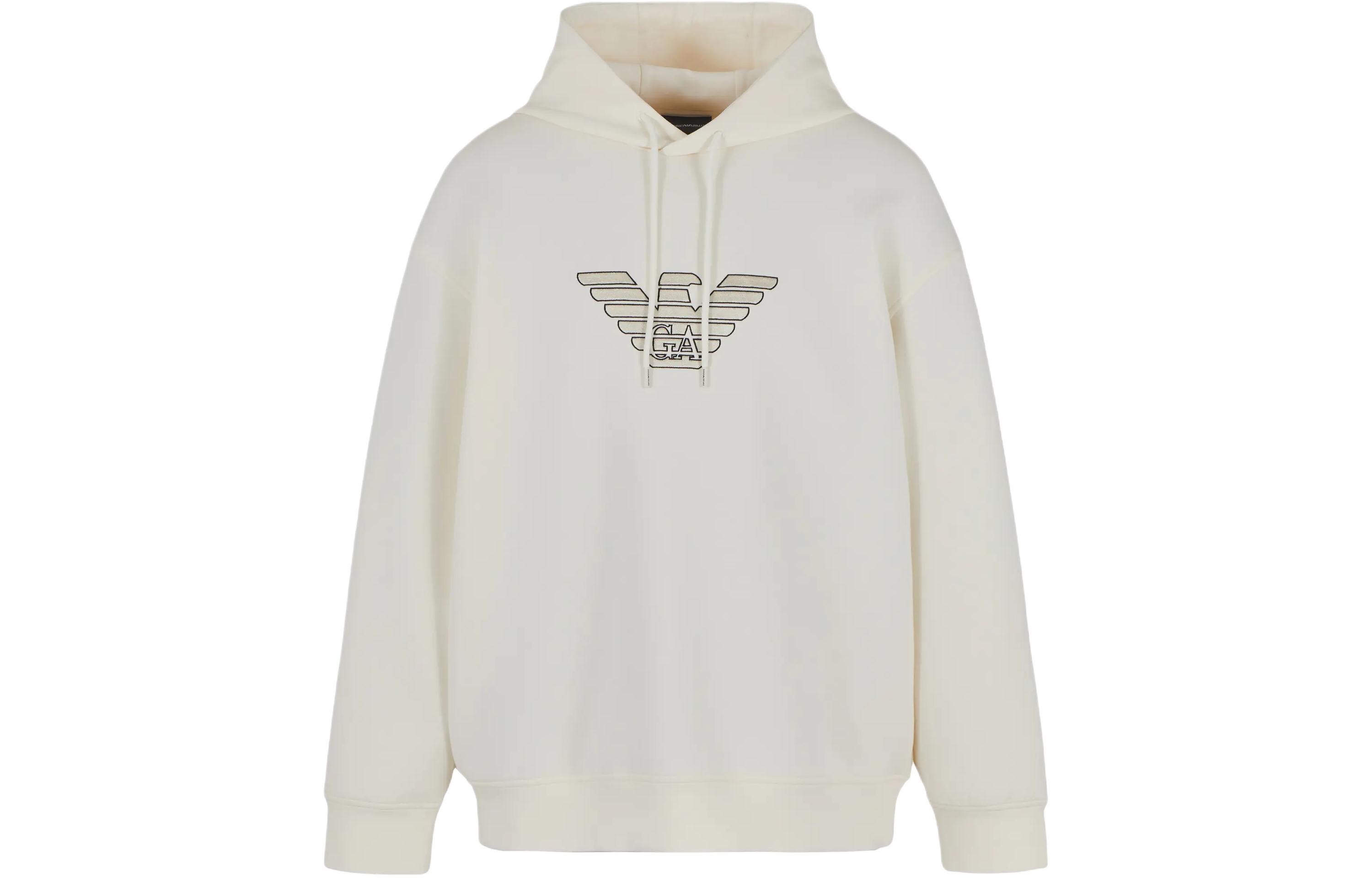 EMPORIO ARMANI SS24  Letter Print Hoodie Sweatshirt Long Sleeve Loose Fit. 3D1M63-1JHSZ-01A8