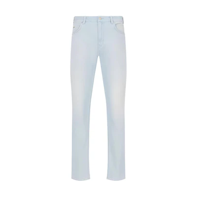 EMPORIO ARMANI SS24 Light Blue Slim Fit Low-Rise Skinny Jeans. 3D1J16-1D13Z-0943