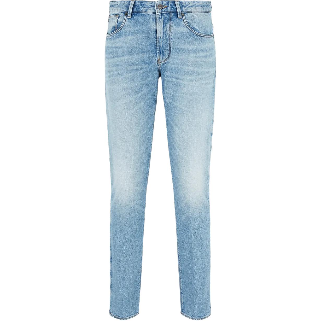 Emporio Armani SS24  Light Blue Slim Fit Washed Low-Waist Jeans. 6D1J06-1D97Z-0943