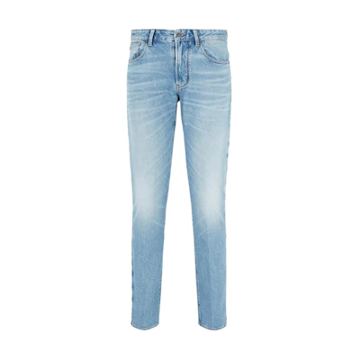 Emporio Armani SS24 Light Blue Slim Fit Washed Low-Waist Jeans. 6D1J06-1D97Z-0943