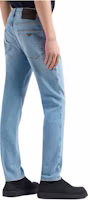 Shop Emporio Armani SS24 淺藍色修身低腰水洗牛仔褲 6D1J06-1D97Z-0943