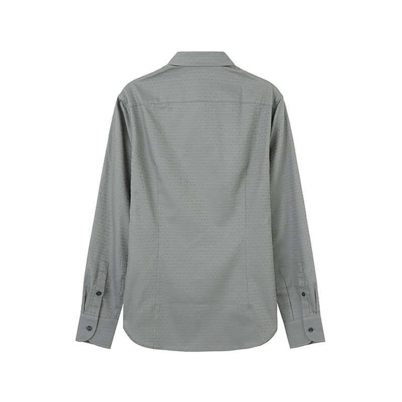 Lookbook EMPORIO ARMANI SS24 綠色Logo提花單排扣長袖襯衫 3D1C86-1NIUZ-F610