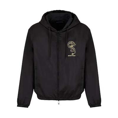 Emporio Armani SS24 Logo Print Casual Hoodie Jacket Black. EM000006-AF10016-U8133