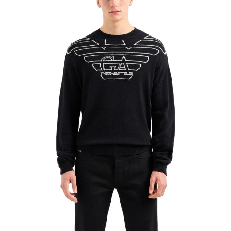 Details for EMPORIO ARMANI SS24 Sweater Longgar Logo Print Crewneck. 3D1MXB-1MPCZ-F003