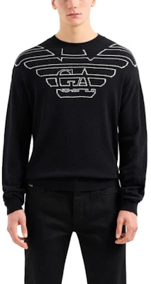 EMPORIO ARMANI SS24 Sweater Longgar Logo Print Crewneck. 3D1MXB-1MPCZ-F003 Details for EMPORIO ARMANI SS24 Sweater Longgar Logo Print Crewneck. 3D1MXB-1MPCZ-F003